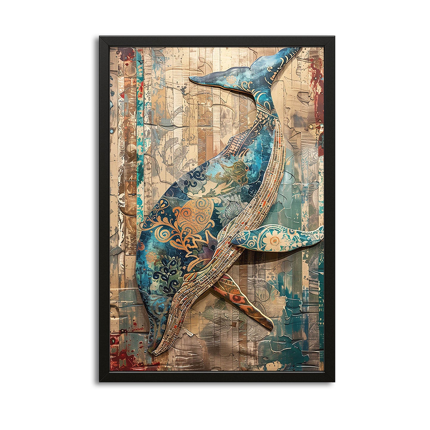 Whale Mosaic Folk Art