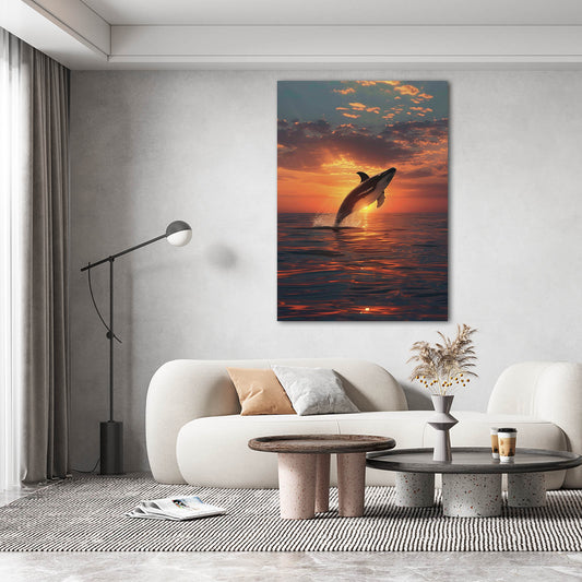 Whale Photography Print — landscape canvas print in orange tones, view 4