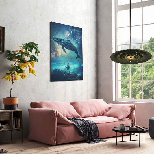 Whale Space Art — digital canvas print in blue tones, view 3