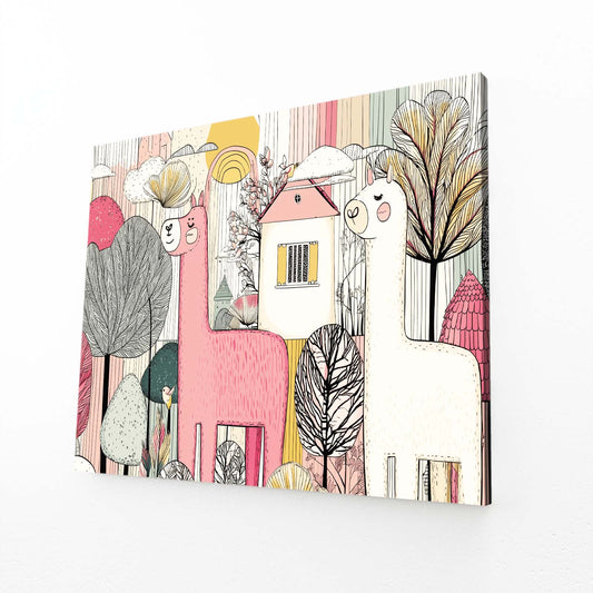 Whimsical Farm Animals Farmhouse Wall Decor – angled canvas view on white background