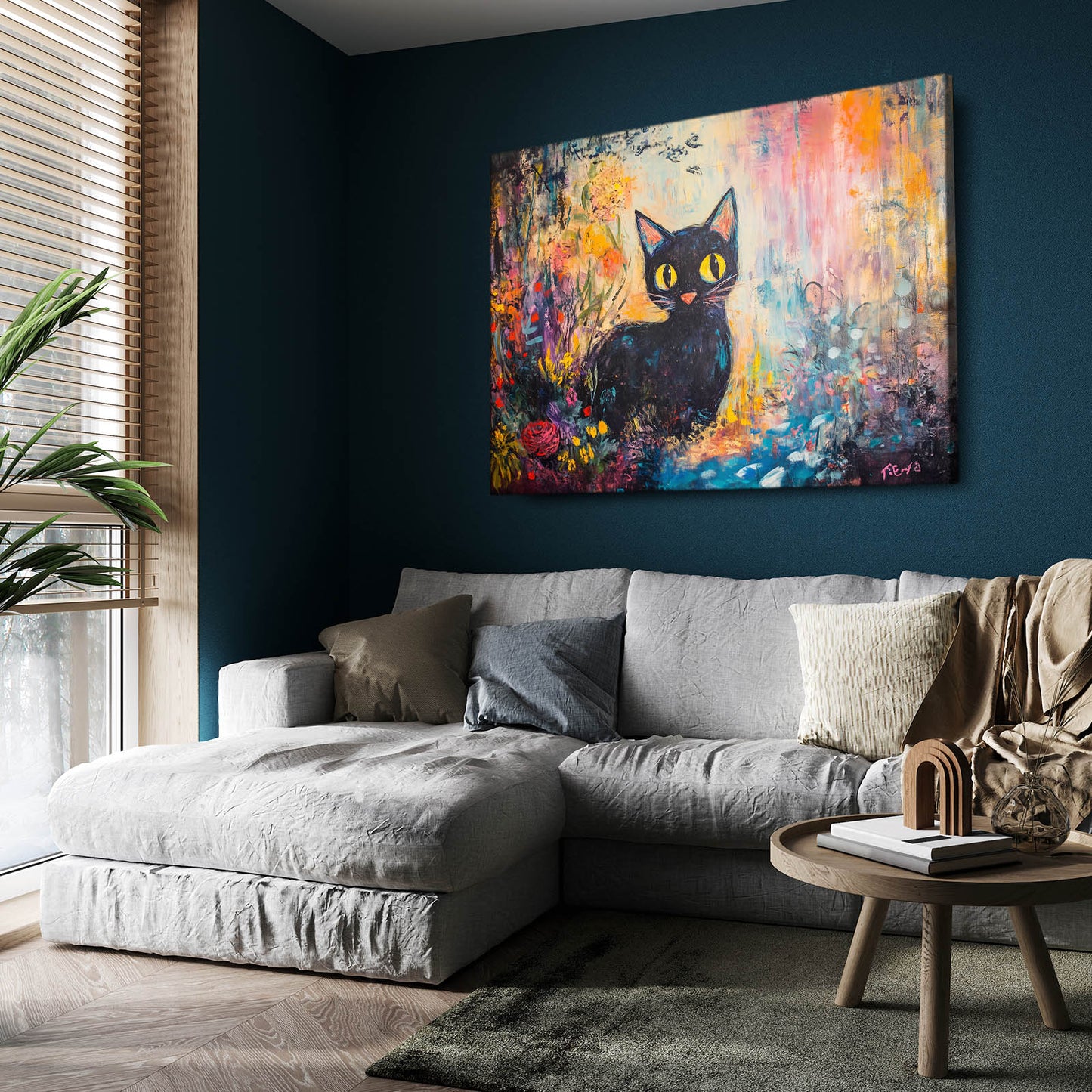 Whimsical Garden Cat Wall Art