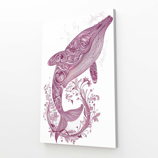 Whimsical Line Whale Art