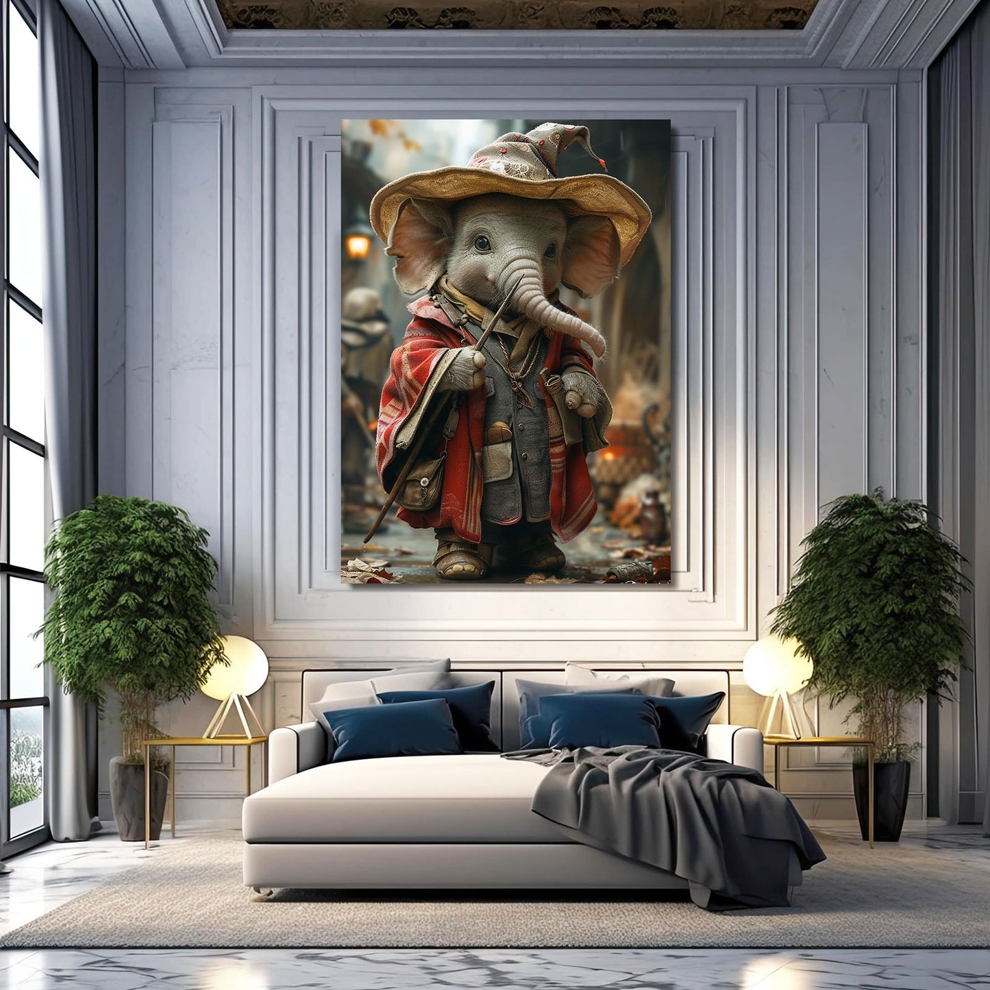 Whimsical Wizard Elephant Art