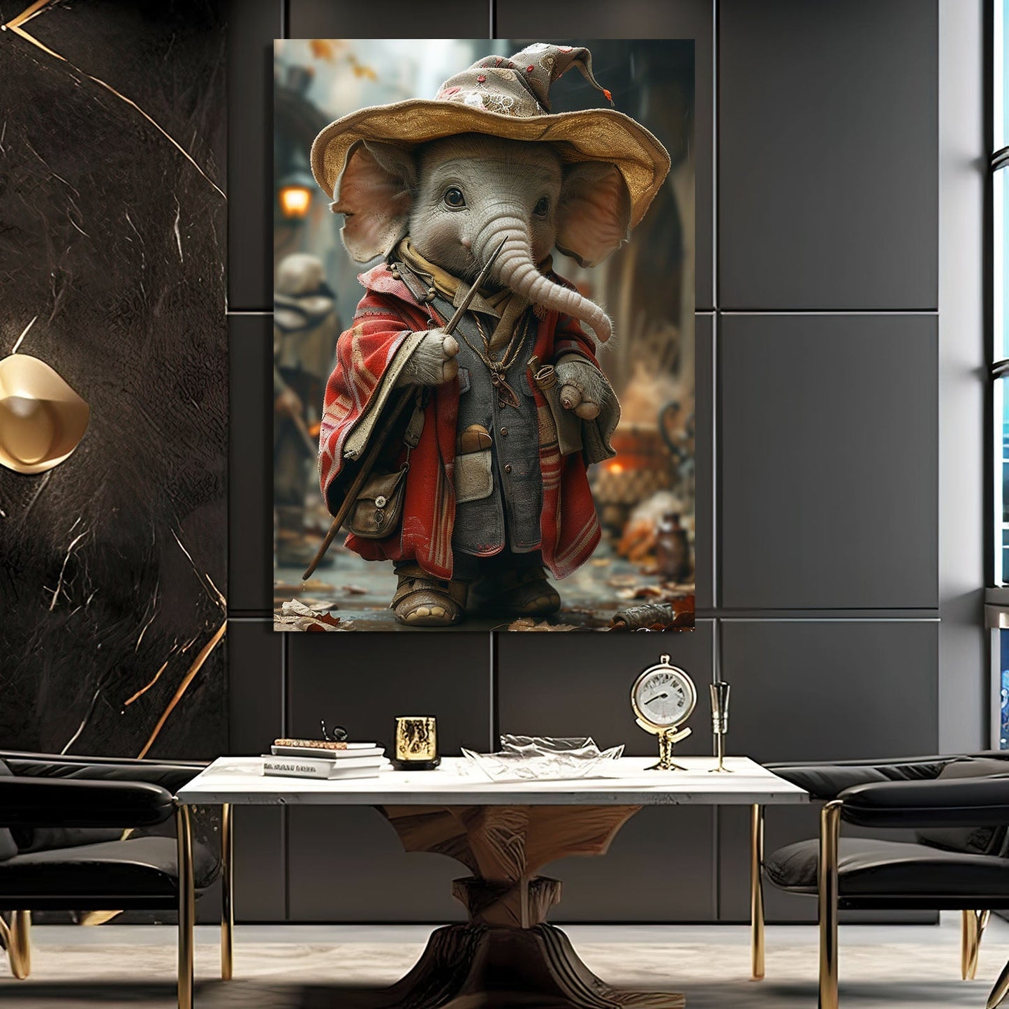 Whimsical Wizard Elephant Art