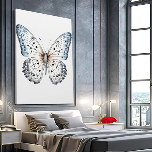 White Butterfly Wall Art — watercolor canvas print in white tones, view 3