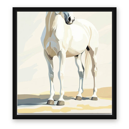 White Horse Art – with Premium Black wood frame