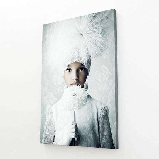 White Winter Portrait Photography Prints – angled canvas view on white background