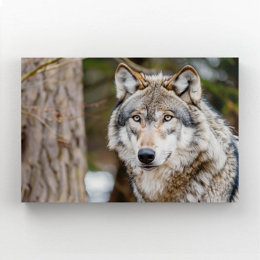 Wild Wolf Artwork — nature canvas print in brown tones
