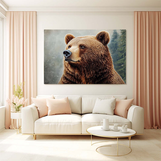 Winter Gaze Bear Art — contemporary canvas print in orange tones, view 3