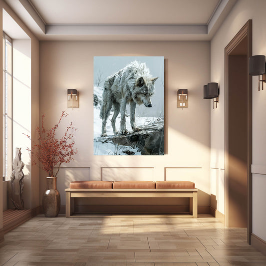 Wolf Art Standing — nature canvas print in white tones, view 3