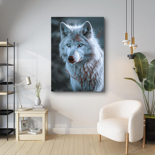 Wolf Art White — abstract canvas print in white tones, view 3