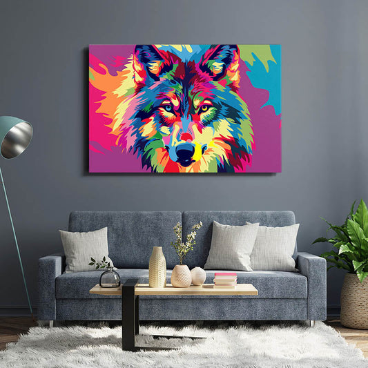 Wolf Decor Art — digital canvas print in blue tones, view 3