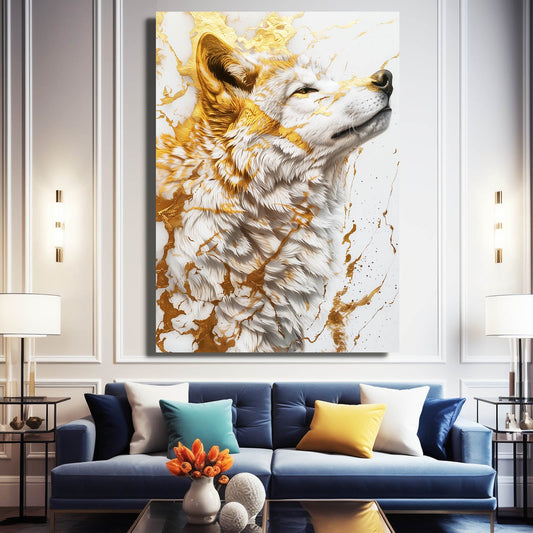 Wolf Gold Art — nature canvas print in orange tones, view 3