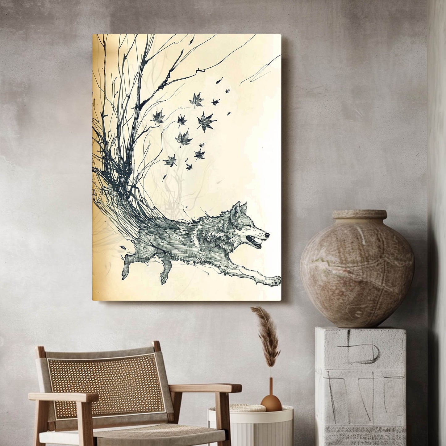 Wolf Line Drawing Art