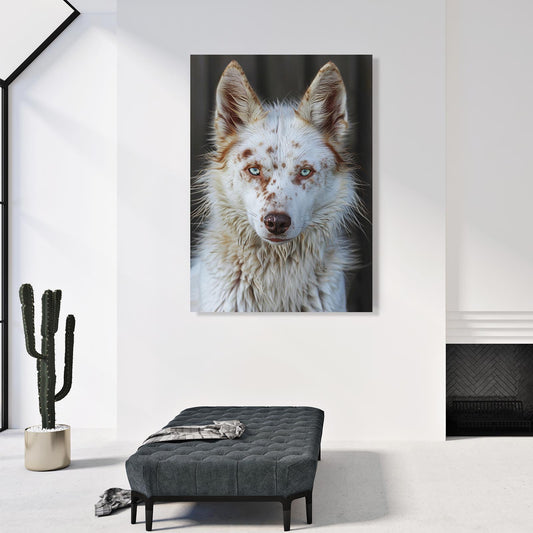 Wolf Wall Art — abstract canvas print in white tones, view 3