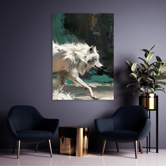 Wolf White Art — nature canvas print in white tones, view 3