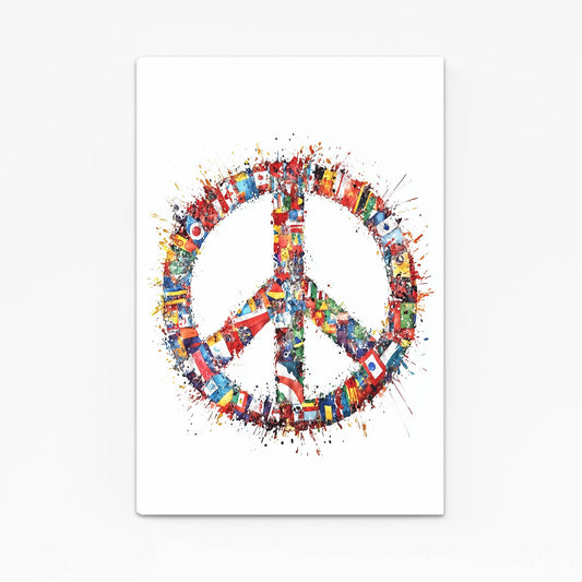 World Flags Peace Sign Wall Decor – angled canvas view on white background