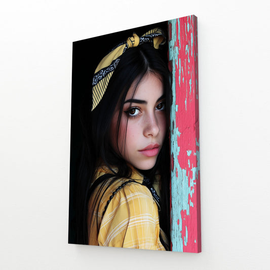 Yellow Bandana Photography Print – angled canvas view on white background