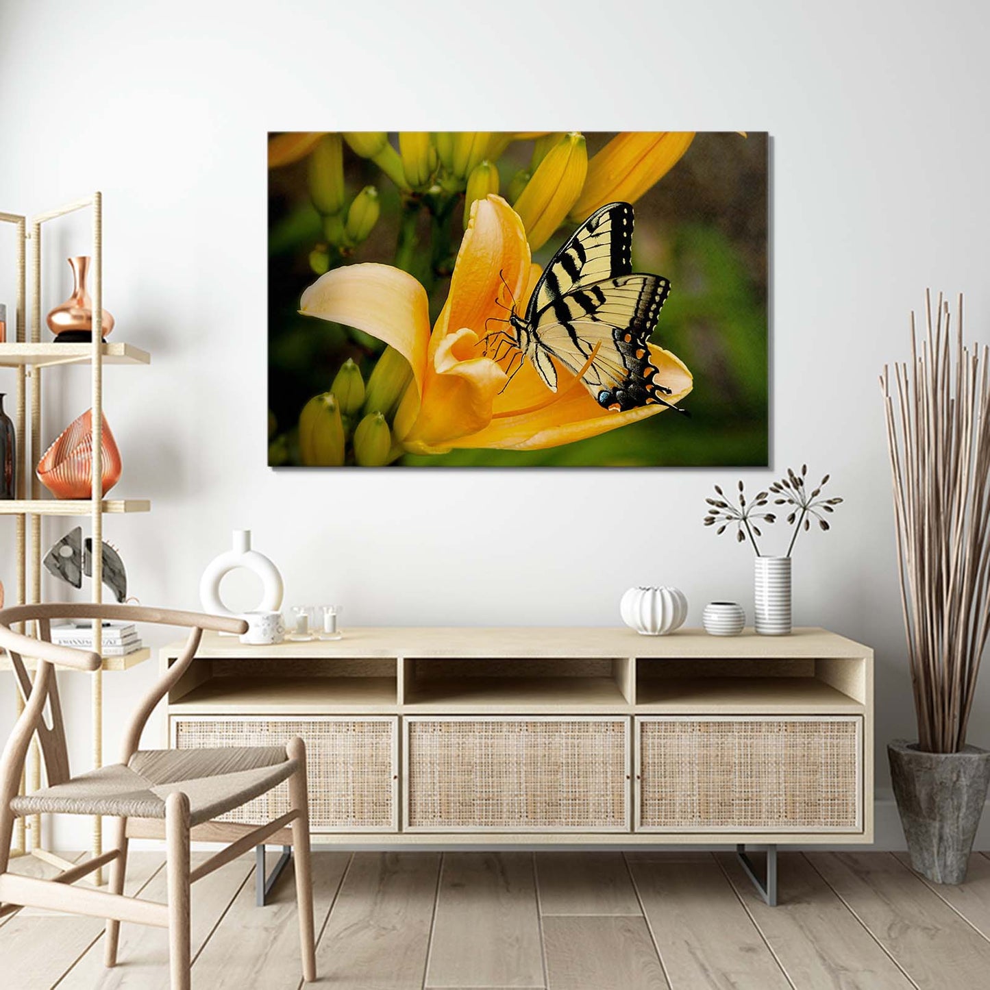 Yellow Lily Butterfly Wall Art