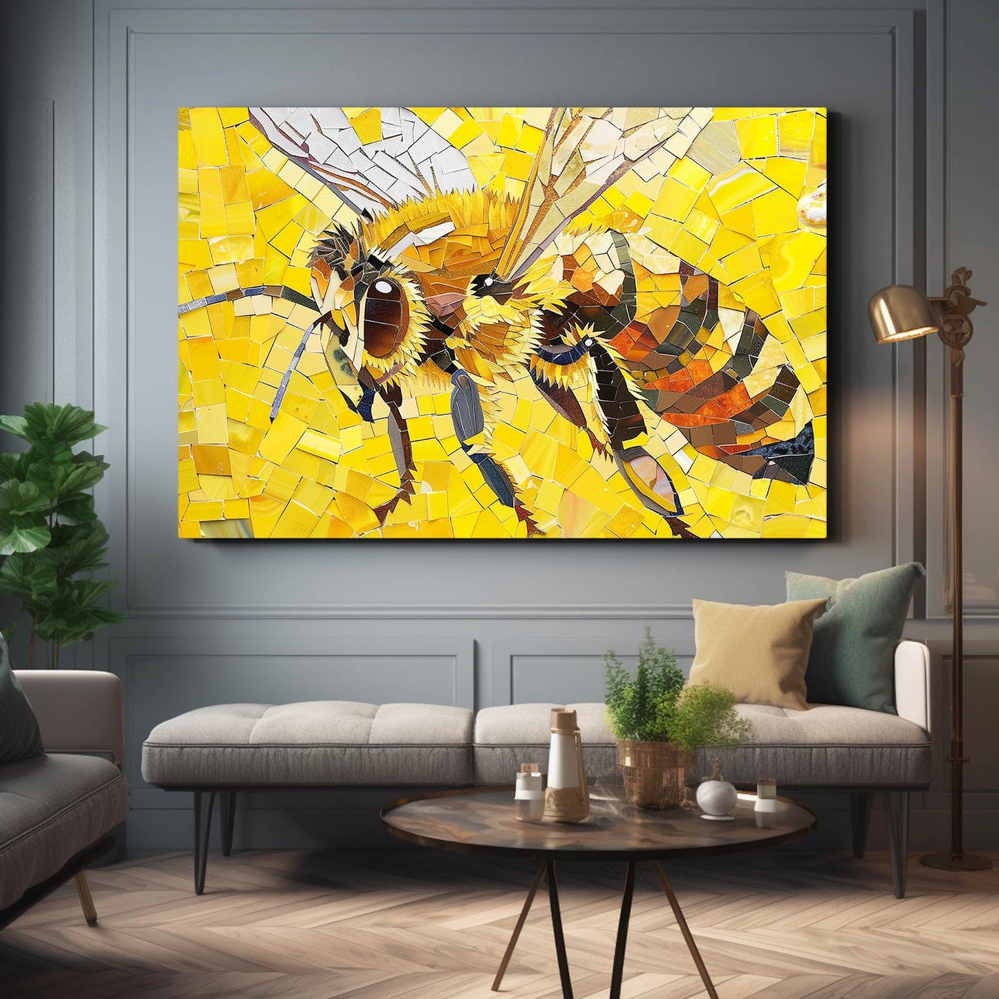Yellow Mosaic Bee Art