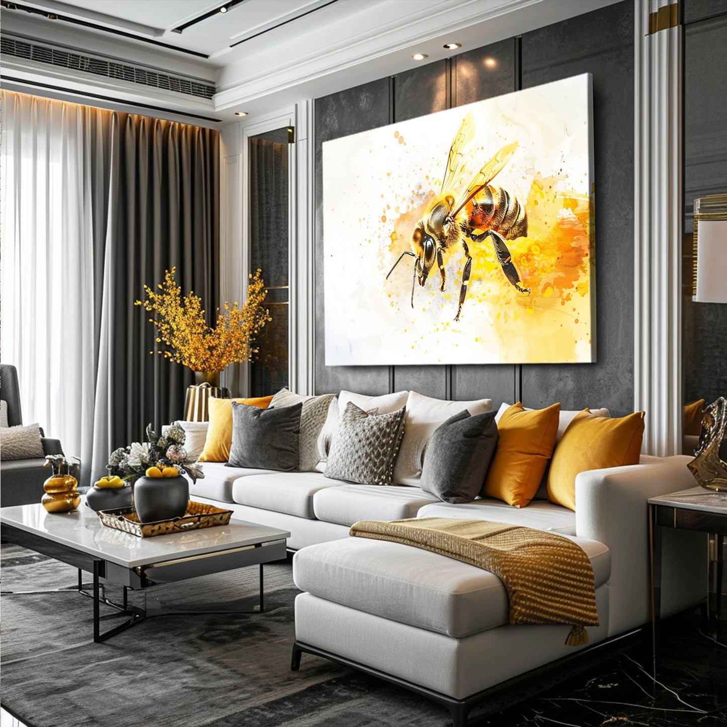 Yellow Splash Bee Art