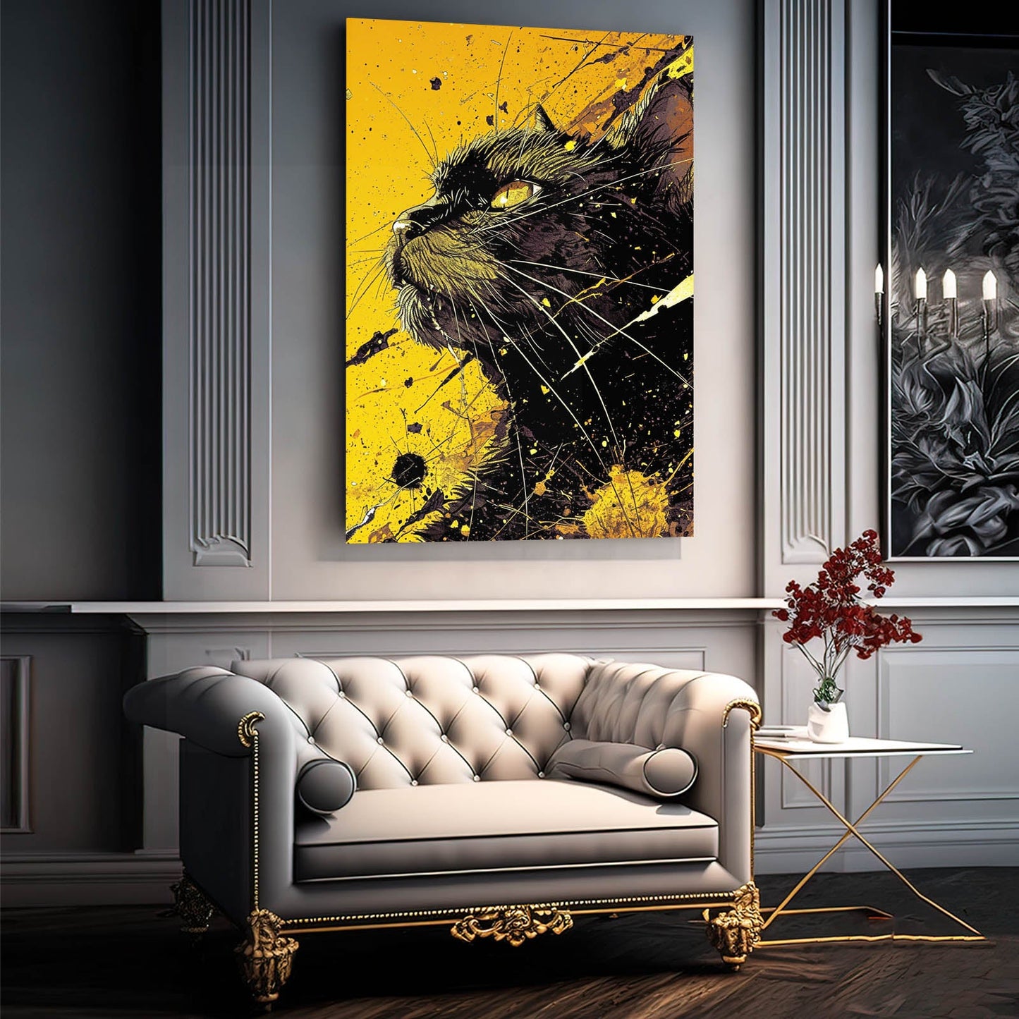 Yellow Wall Art Cat