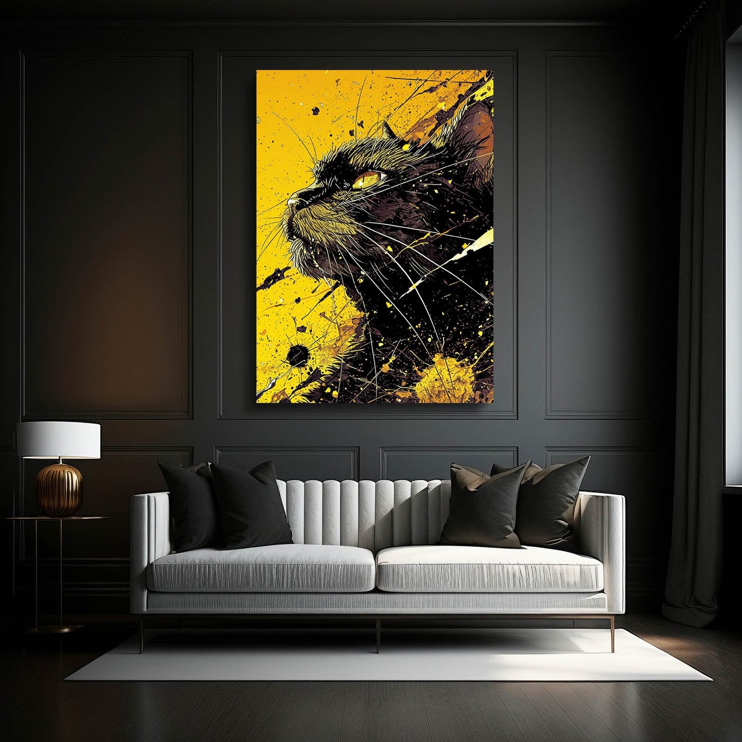 Yellow Wall Art Cat