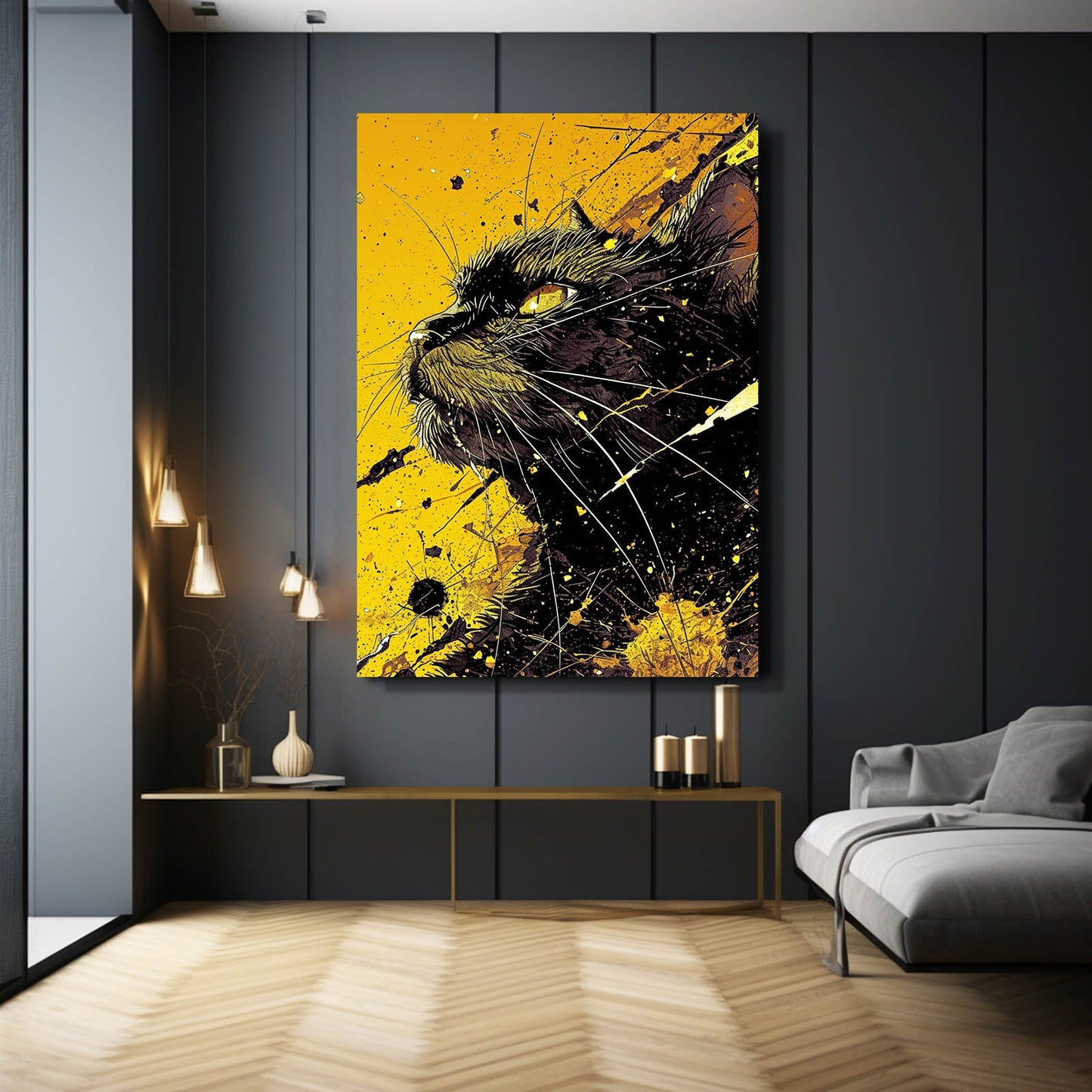Yellow Wall Art Cat
