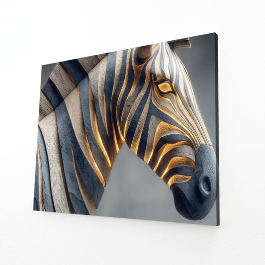 Zebra Artwork – angled canvas view on white background