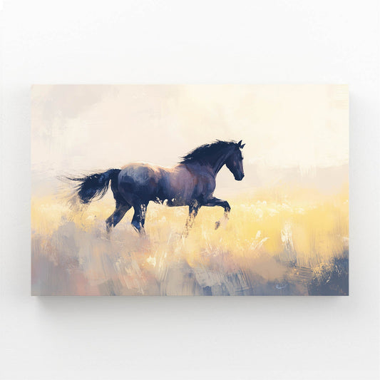 Zen Horse Artwork — contemporary canvas print, angled canvas view on white background