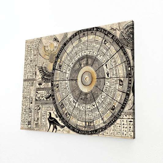Zodiac Stone Chart Egyptian Prints – angled canvas view on white background