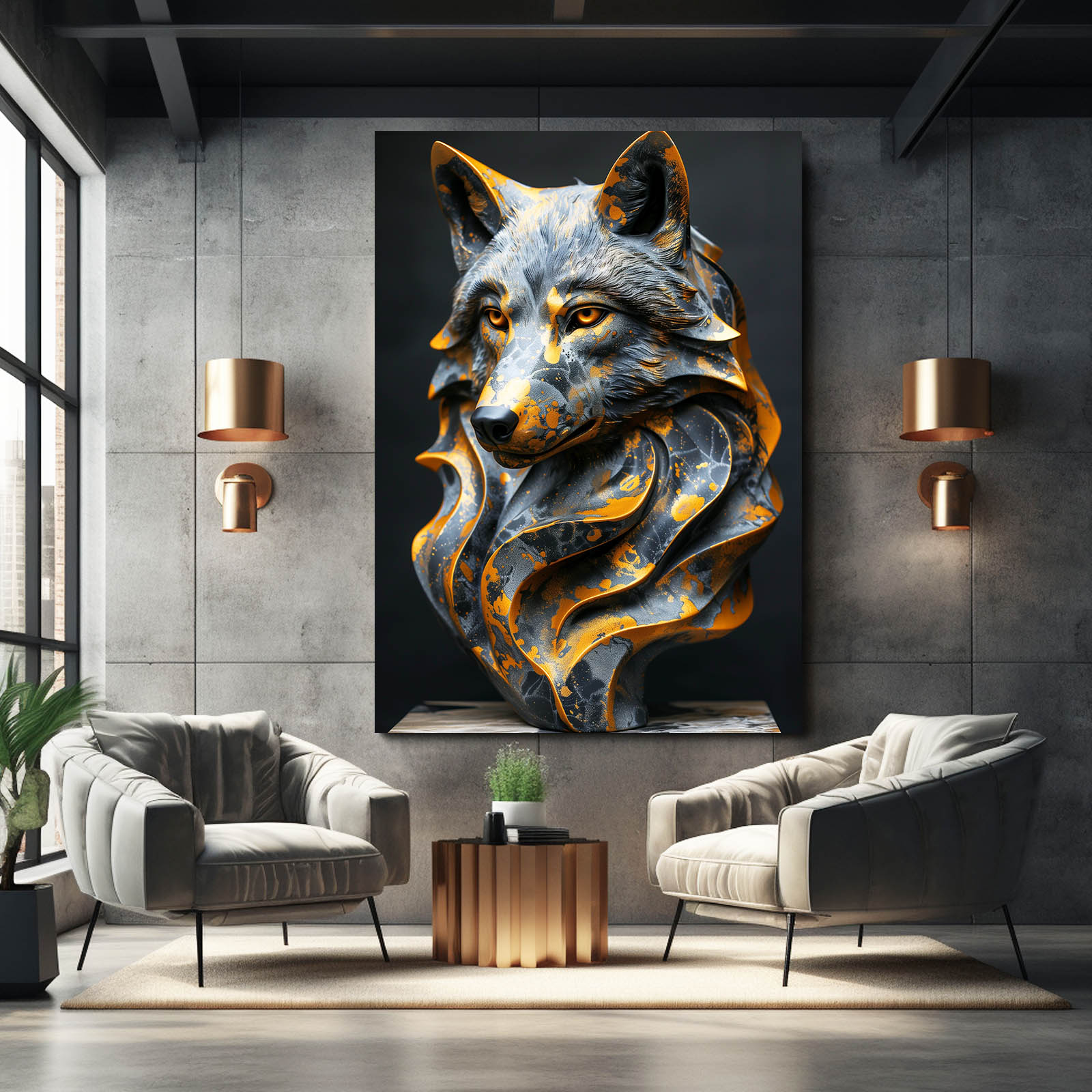3D Carved Wolf Wall Art