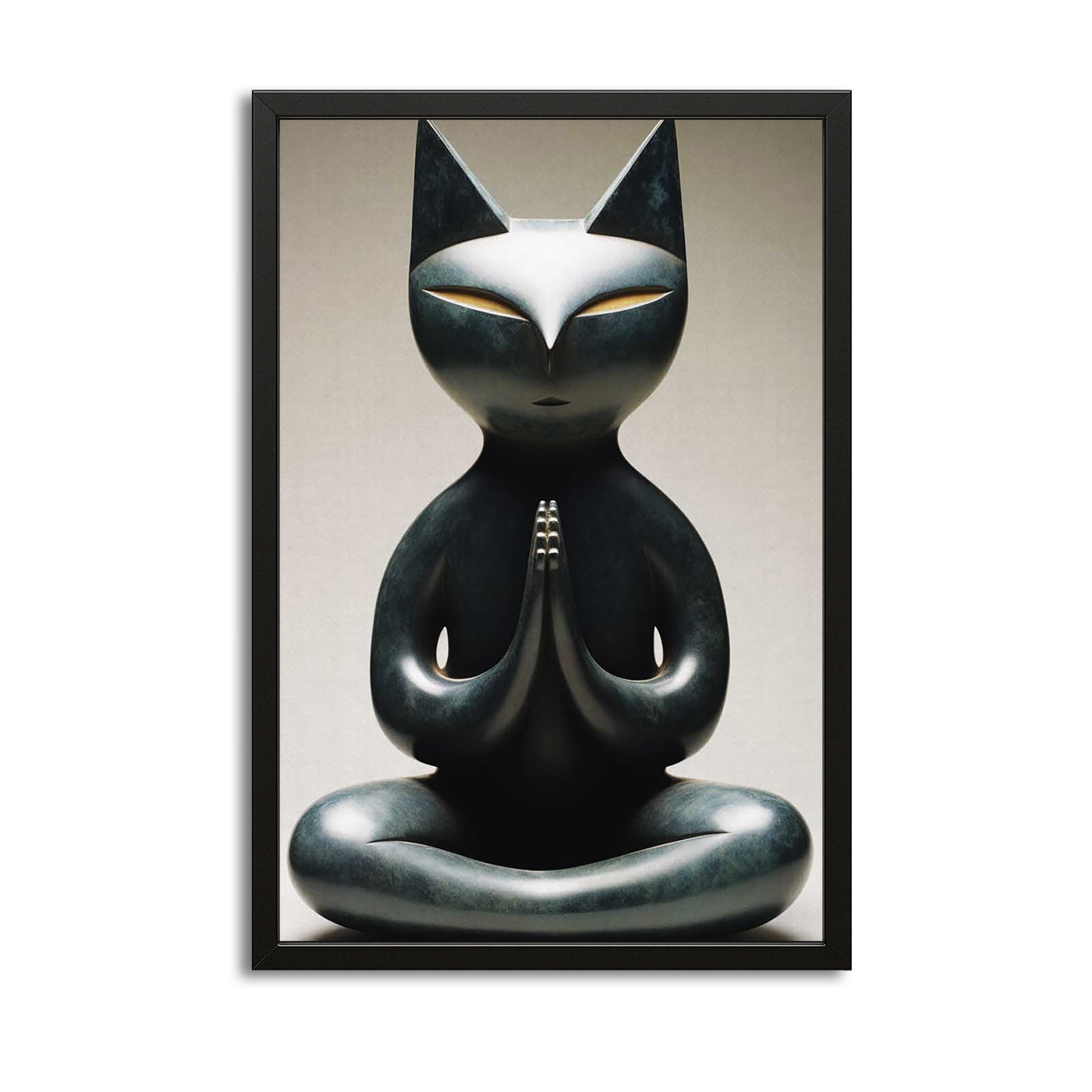 3D Cat Wall Art — 3d canvas print in white tones, canvas print on white background