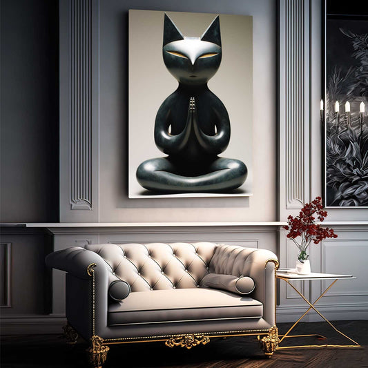 3D Cat Wall Art — 3d canvas print in white tones, view 4