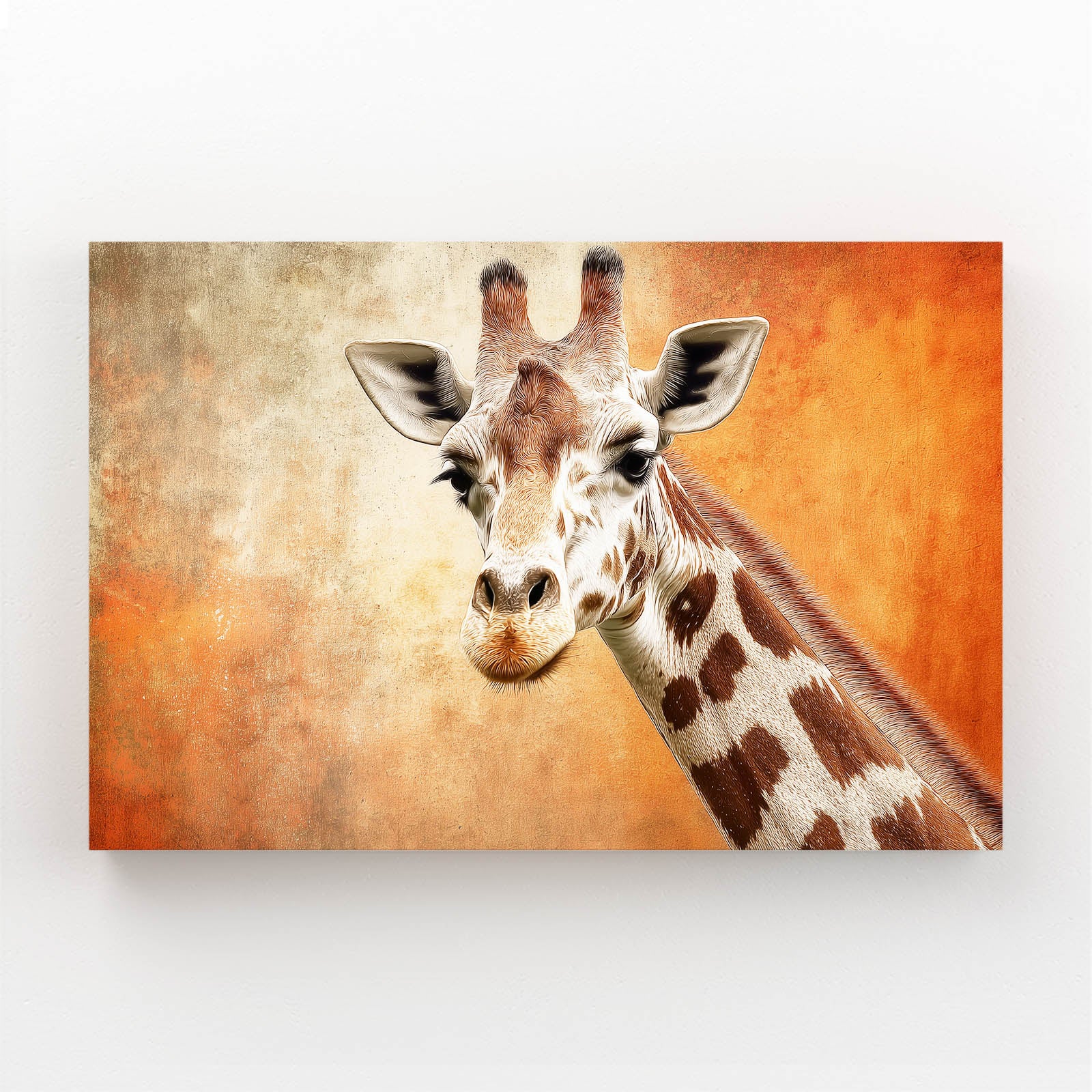 Canvas print of a giraffe with a warm gradient background