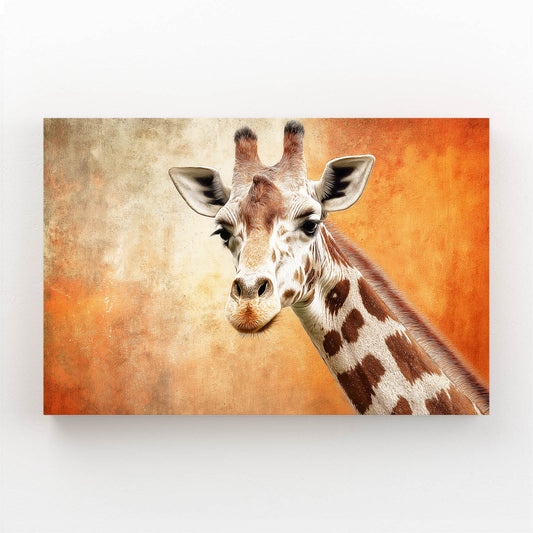 Canvas print of a giraffe with a warm gradient background