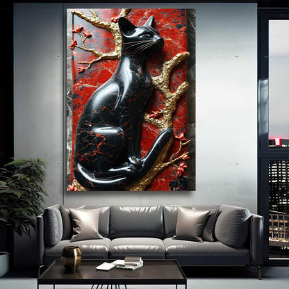 3D Statue Cat Wall Art
