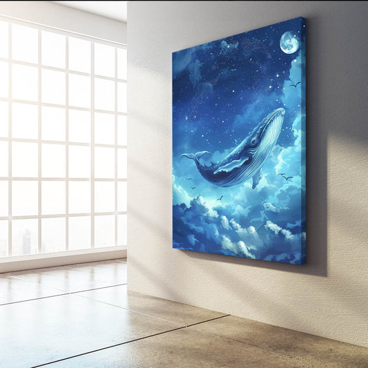 52 Hertz Whale Art — digital canvas print in blue tones, view 3