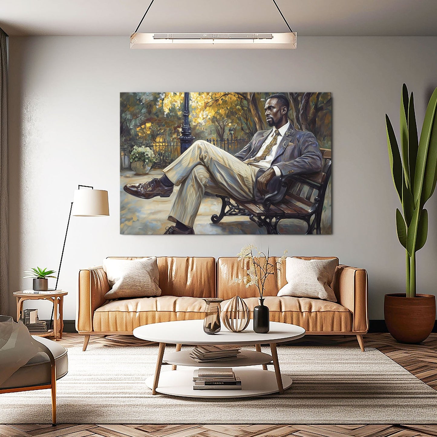 Bench African Wall Art — classic canvas print in brown tones, view 5