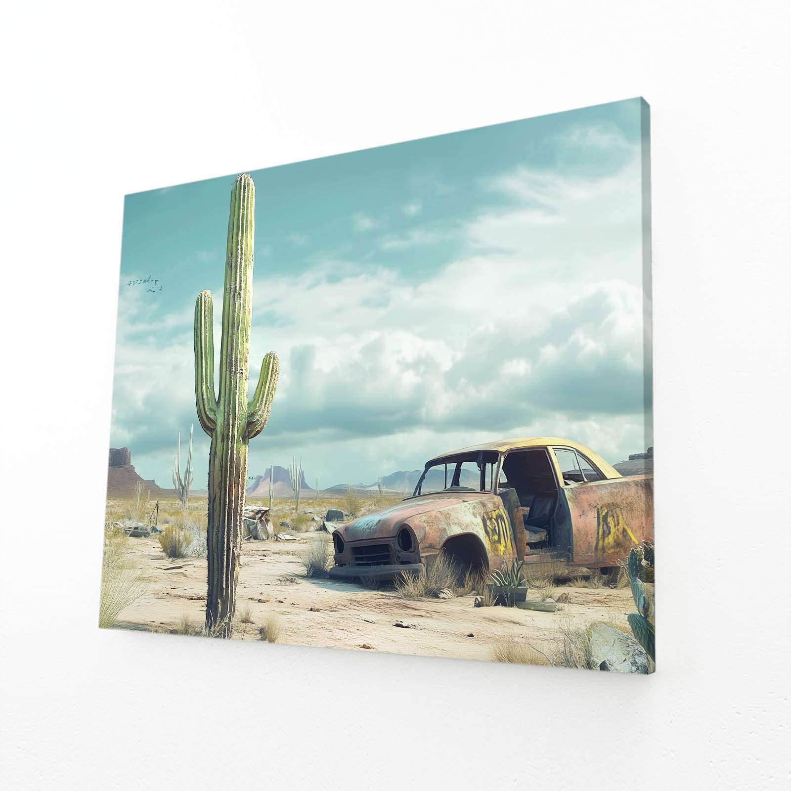 Abandoned Desert Car Cactus Prints – abandoned desert car cactus canvas print