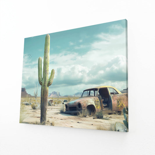 Abandoned Desert Car Cactus Prints – abandoned desert car cactus canvas print