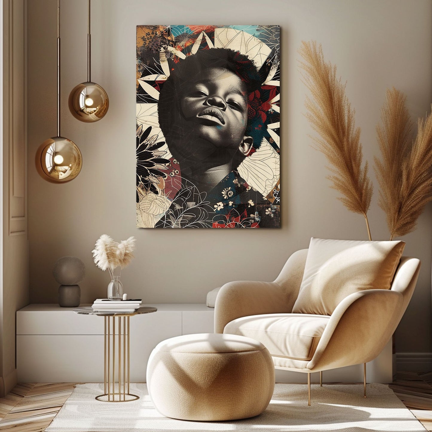 Abstract African Art Decor — portrait canvas print in brown tones, view 5