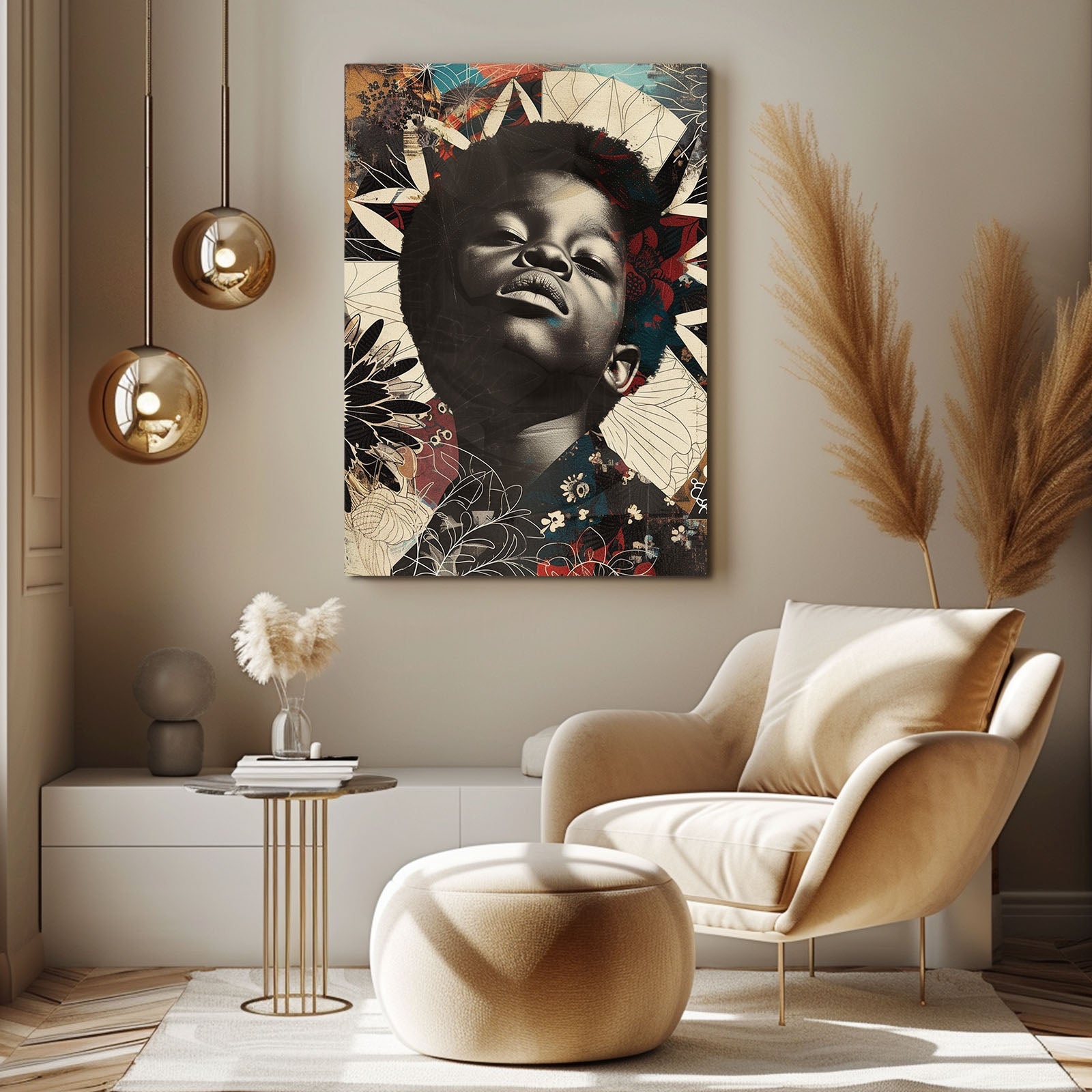 Abstract African Art Decor — portrait canvas print in brown tones, view 5