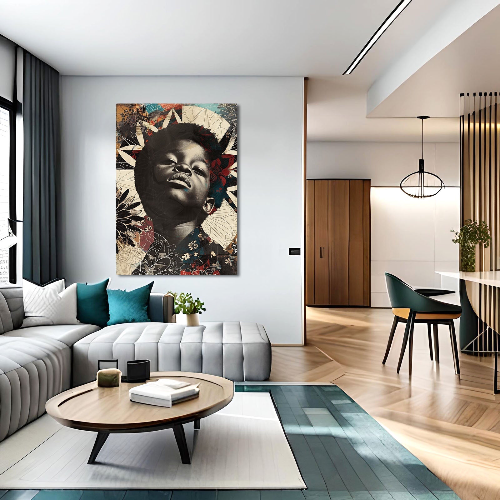 Abstract African Art Decor — portrait canvas print in brown tones, view 3