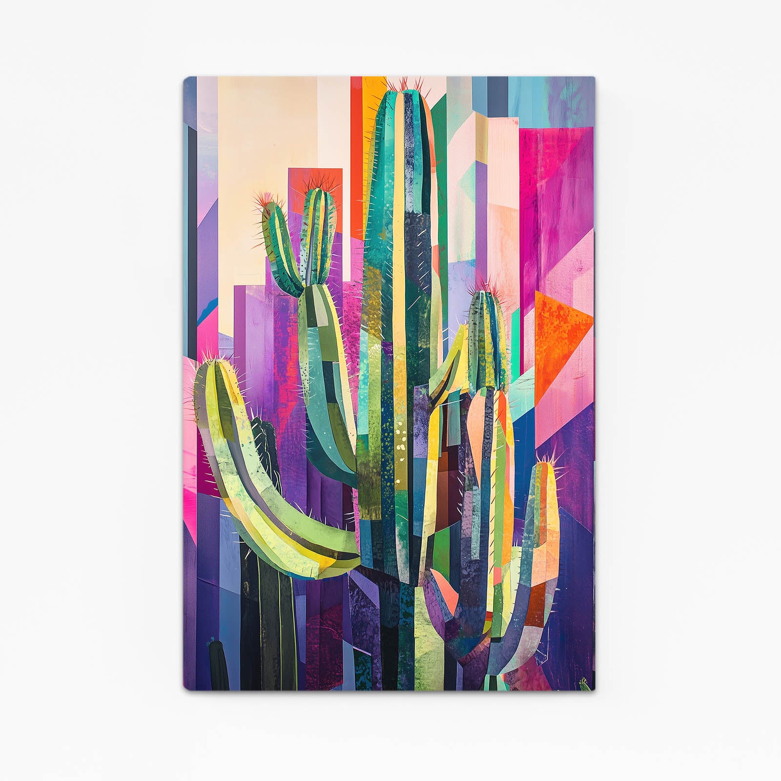 Abstract Color Panels Cactus Prints – abstract color panels cactus canvas print