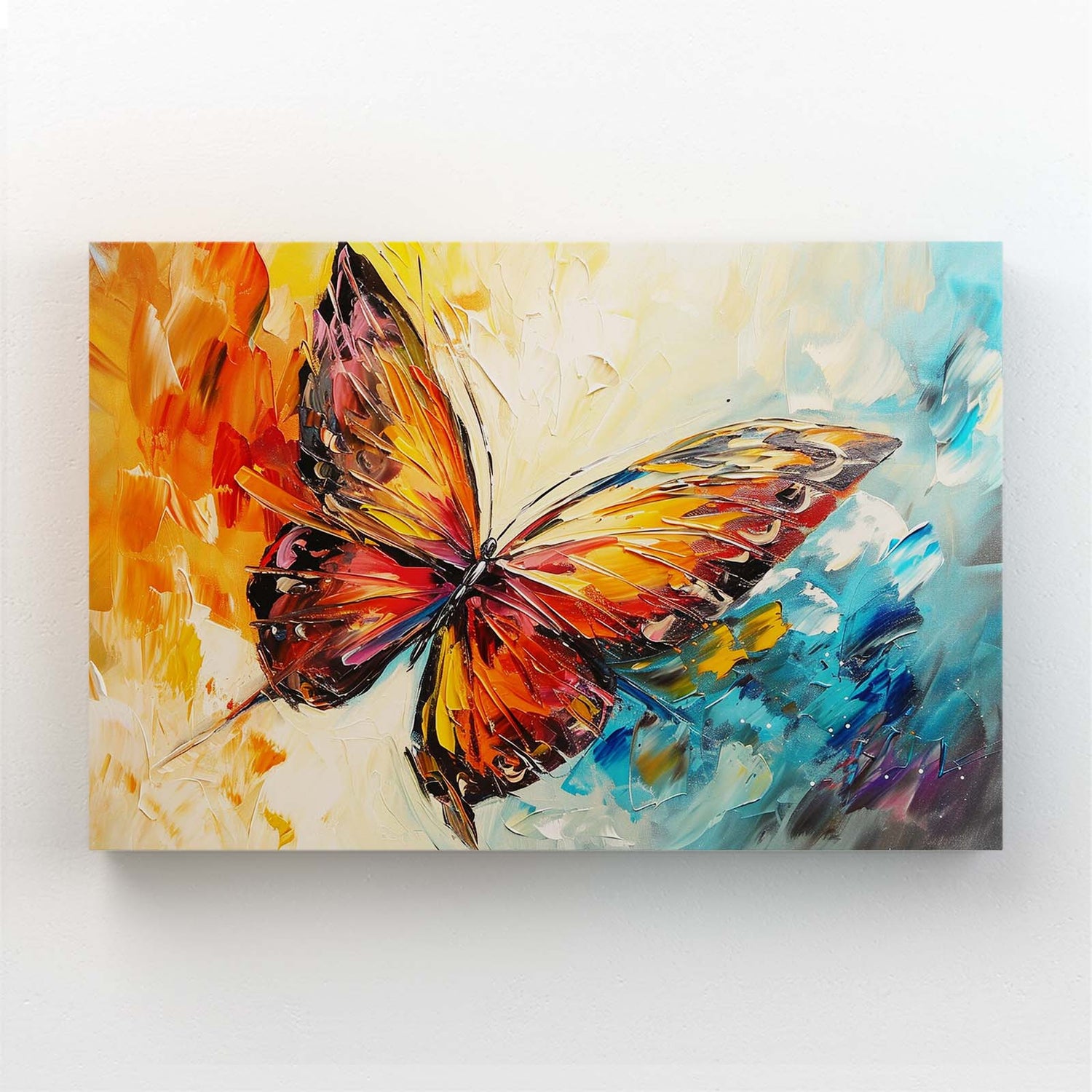 Abstract Firefly Butterfly Wall Art — abstract canvas print in orange tones