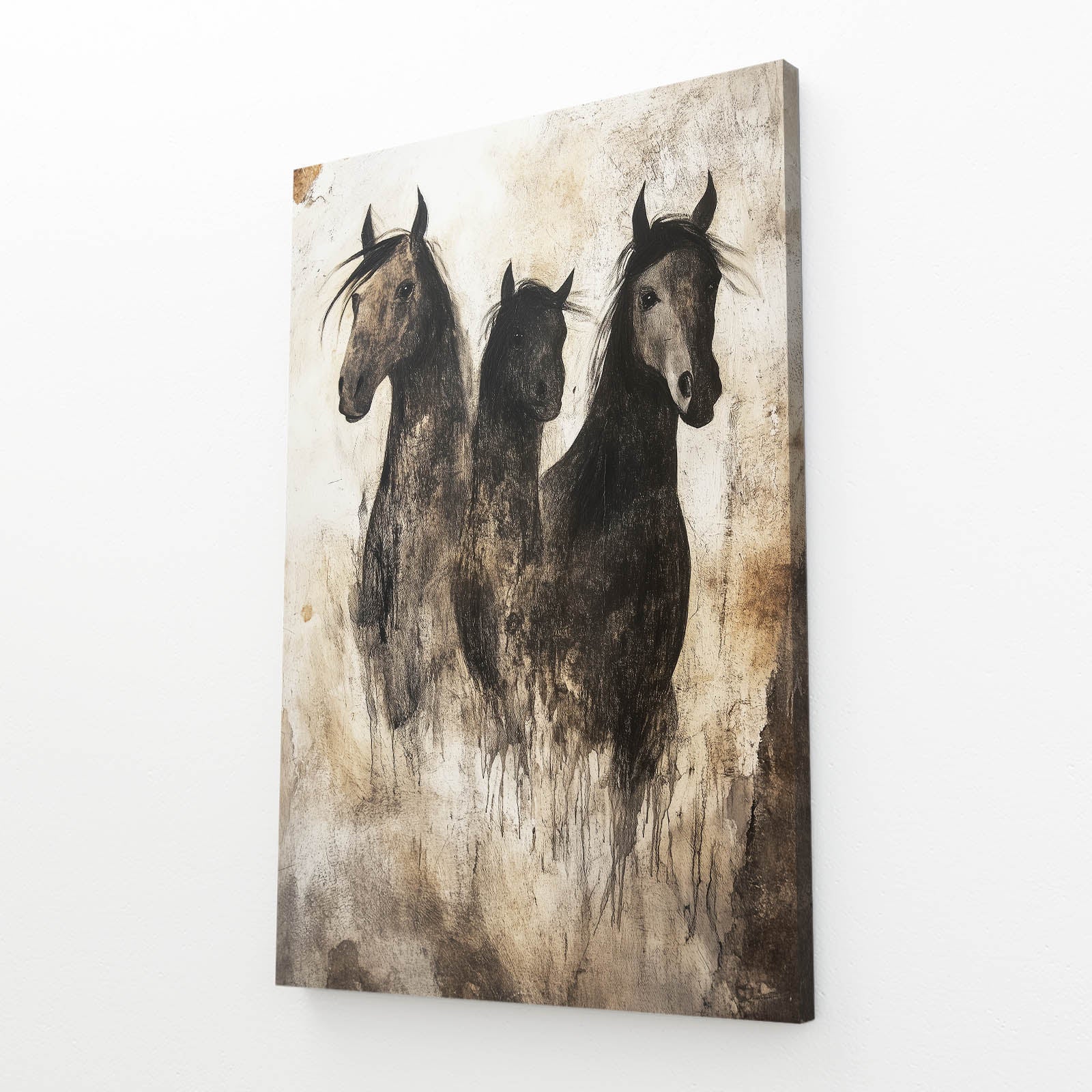 Abstract Horse Art – angled canvas view on white background