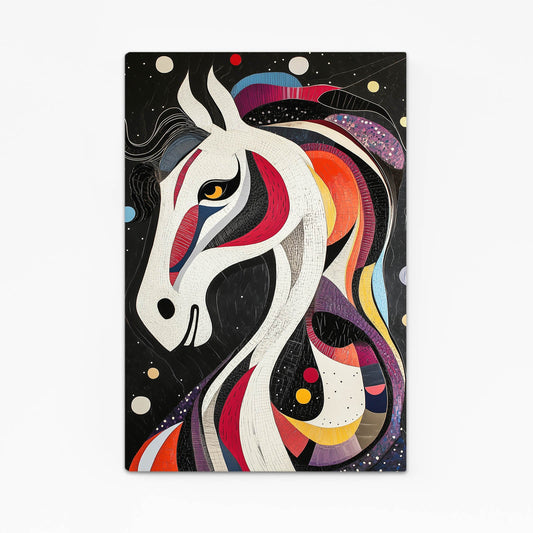 Abstract Horse Artwork – angled canvas view on white background