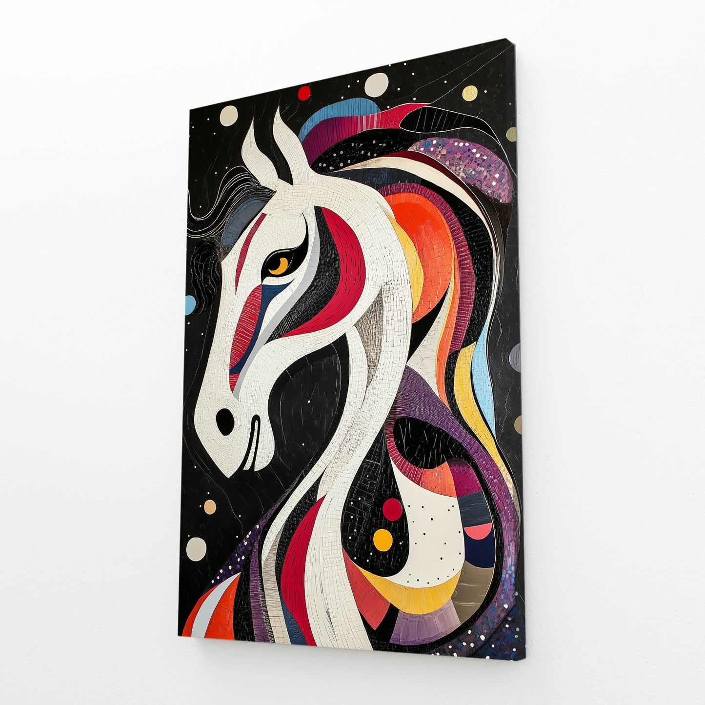 Abstract Horse Artwork – angled canvas view on white background