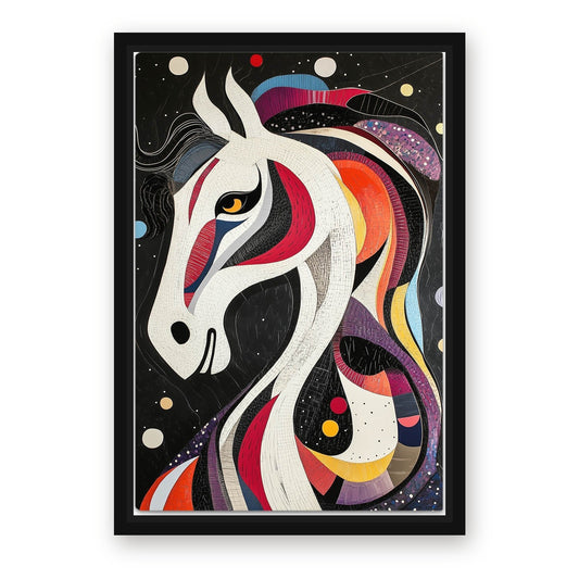 Abstract Horse Artwork – with Premium Black wood frame